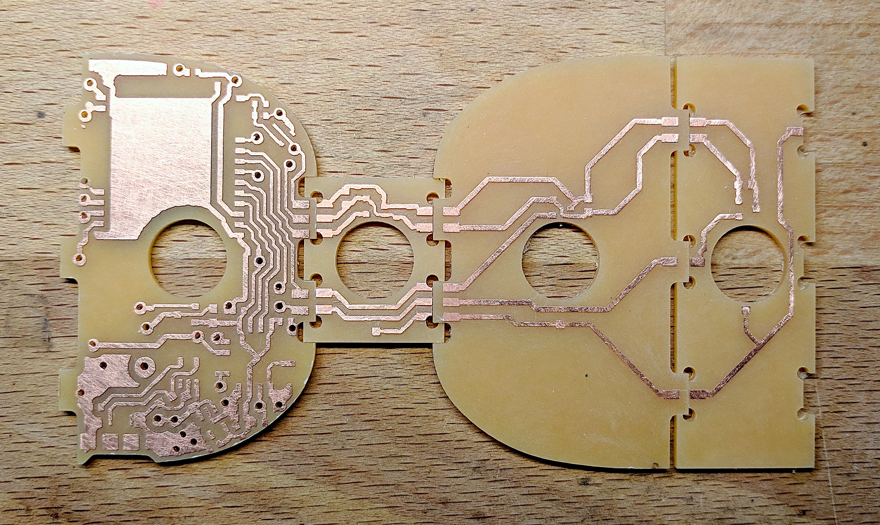 Slotted PCBs fit together to make the sides